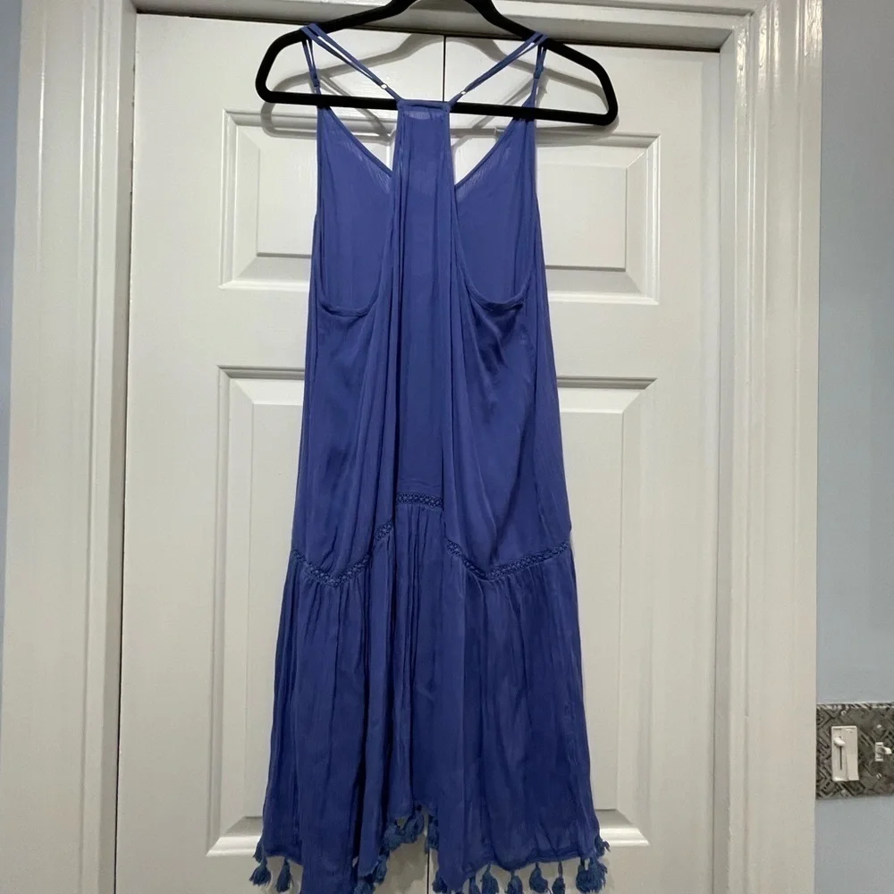 AREA STARS Flirty Beach Dress Pom Pom Hemline Cover Up Women’s Sundress Blue NWT - Picture 5 of 12